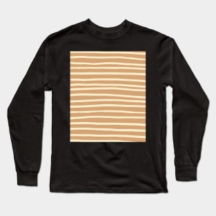 Brown Teraccotta Abstract Mudcloth Lines Pattern Long Sleeve T-Shirt